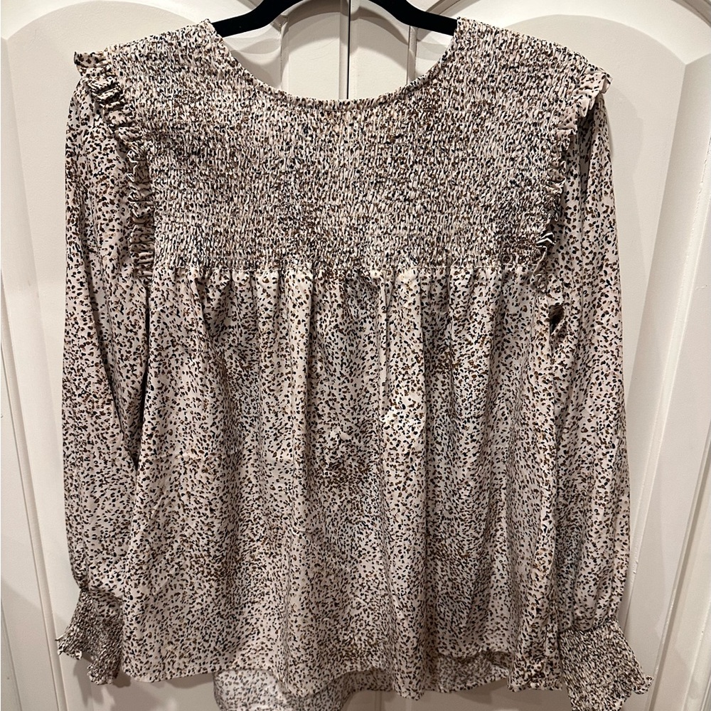 KORI small top neutral animal print fits up to large generous fit GUC
